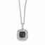QP3809 White Night Sterling Silver Black & White Diamond Square Pendant Necklace