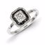QR3300-8 White Night Sterling Silver Black and White Diamond Square Frame Ring