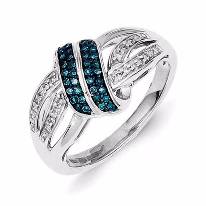 QR5252-8 White Night Sterling Silver White & Blue Diamond Ring