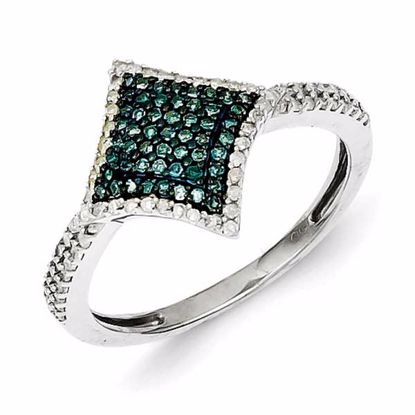 QR5234-7 White Night Sterling Silver Blue and White Diamond Ring