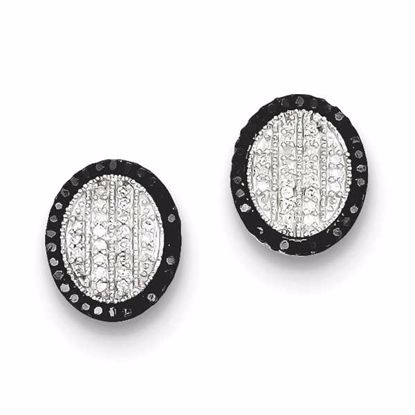 QE10838 White Night Sterling Silver Black and White Diamond Earrings