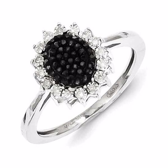 QR5380-6 White Night Sterling Silver Black and White Diamond Ring