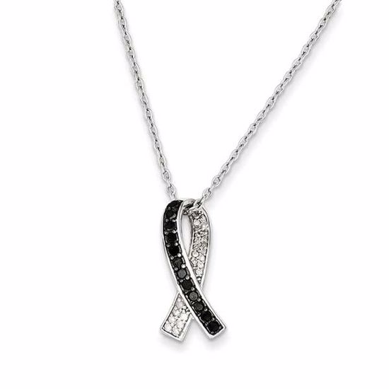 QP2349 White Night Sterling Silver Black & White Diamond Pendant