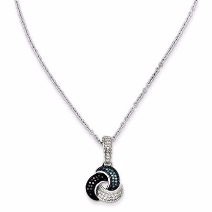 QP3636 Mother's Day Sterling Silver Rhodium Plated Blue/Black/White Diamond Pendant