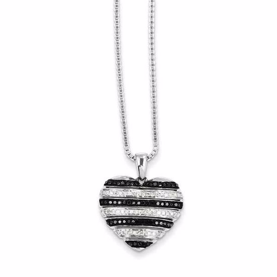 QP3756 White Night Sterling Silver Black and White Diamond Pendant