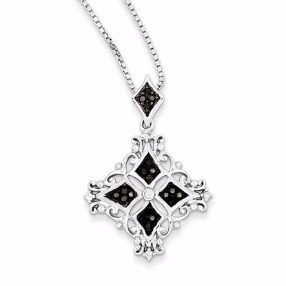 QP3835 White Night Sterling Silver Rhodium Plated Black & White Diamond Pendant