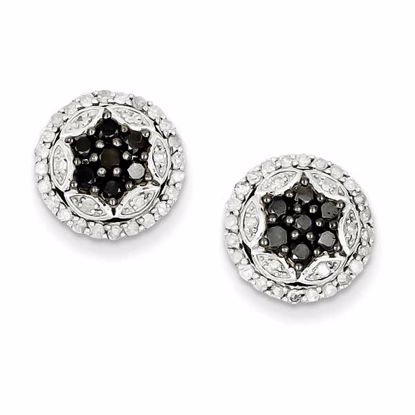 QE7722 White Night Sterling Silver Black & White Diamond Earring