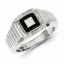 QR5485-10 White Night Sterling Silver Rhodium Plated Black and White Diamond Men's Ring