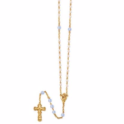 RF298 Vatican Gold-tone,  blue & Aurora Borealis crystal rosary