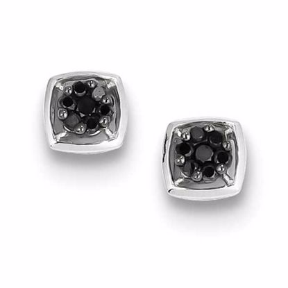 QE10827 White Night Sterling Silver Black Diamond Earrings