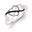QR5354-6 White Night Sterling Silver Black and White Diamond Triple Heart Ring