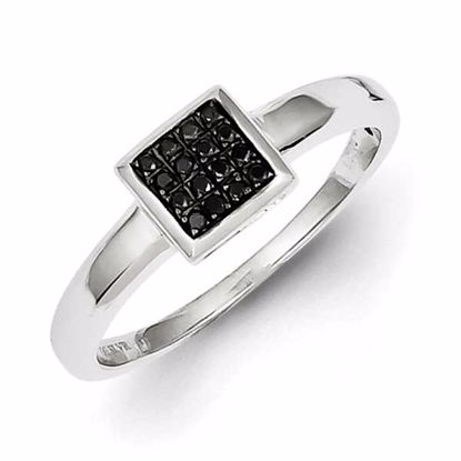 QDX141-8 White Night Sterling Silver Black Diamond Ring