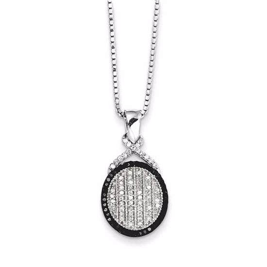 QP3765 White Night Sterling Silver Black and White Diamond Pendant