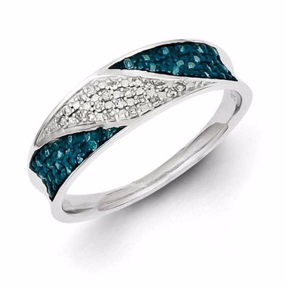 QR5315-8 White Night Sterling Silver Blue and White Diamond Ring