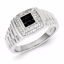 QR5481-9 Closeouts Sterling Silver Black and White Diamond Square Men's Ring