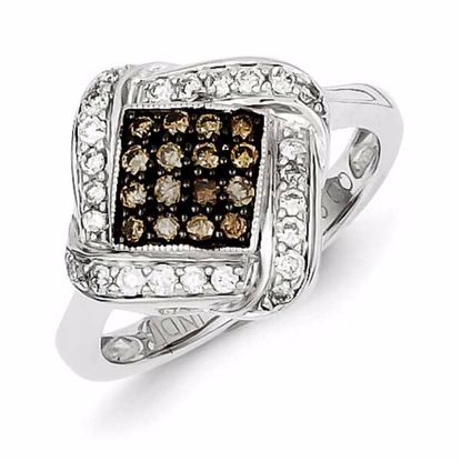 QR5142-6 White Night Sterling Silver Champagne Diamond & Large Diamond Shape Ring