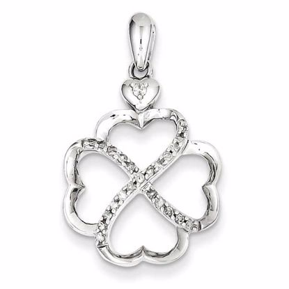 QDX219 Celtic Sterling Silver Diamond 4 Hearts Pendant