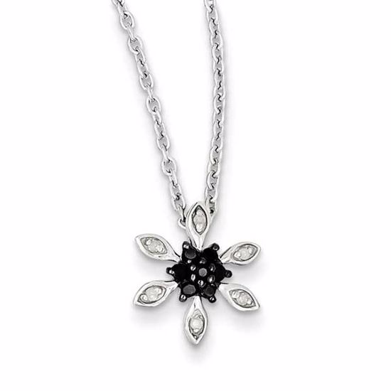 QP2354 White Night Sterling Silver Black & White Diamond Pendant