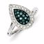 QR5201-6 White Night Sterling Silver Blue Diamond Marquise Ring