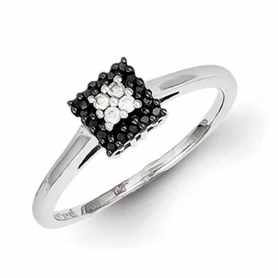 QR3101-7 White Night Sterling Silver black & white diamond Ring