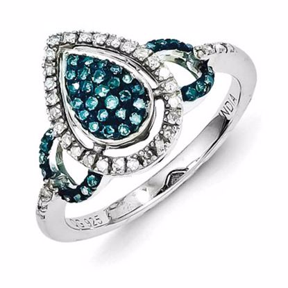 QR5272-8 White Night Sterling Silver Blue Diamond Ring