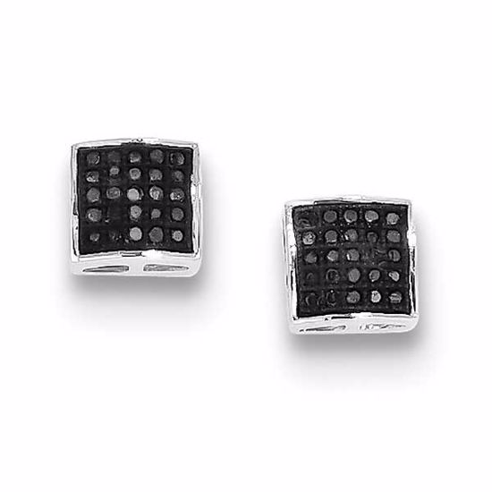 QE10826 White Night Sterling Silver Black Diamond Earrings