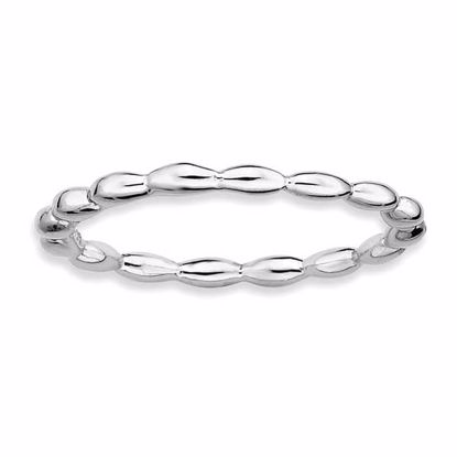 QSK171-10 Stackable Expressions Sterling Silver Stackable Expressions Rhodium Rice Bead Ring