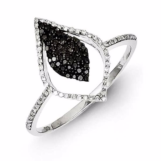 QR5441-7 White Night Sterling Silver Black and White Diamond Fashion Ring