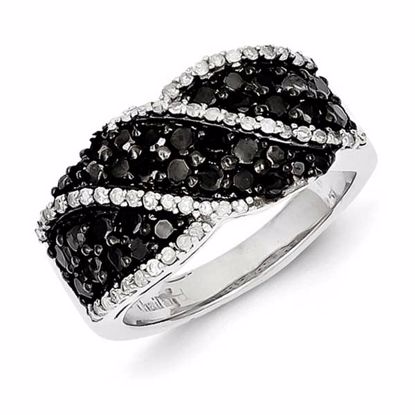 QR2980-8 White Night Sterling Silver Black & White Diamond Ring