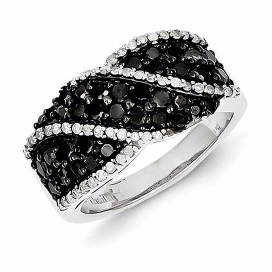 QR2980-7 White Night Sterling Silver Black & White Diamond Ring