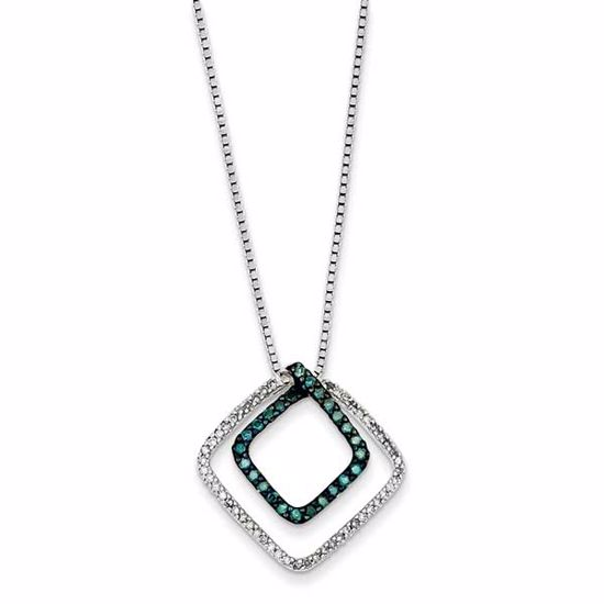 QP3692 White Night Sterling Silver Blue & White Diamond Pendant