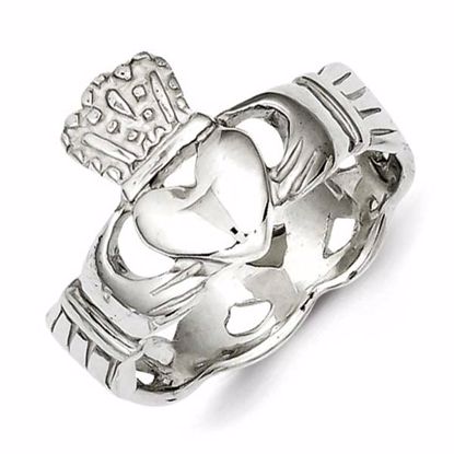 QR955-7 Celtic Sterling Silver Solid Claddagh Ring