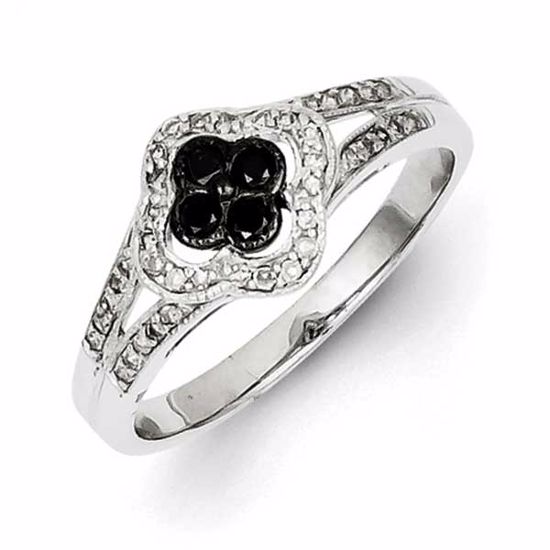 QDX137-6 White Night Sterling Silver Black & White Diamond Ring