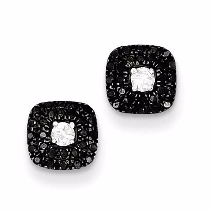 QE7834 White Night Sterling Silver Black and White Jacket & Stud Diamond Square Earrings