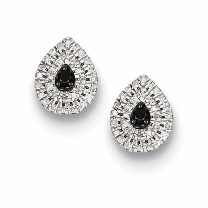 QE7833 White Night Sterling Silver Black and White Diamond Post Earrings