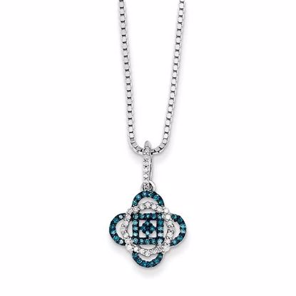 QP3704 White Night Sterling Silver Blue and White Diamond Pendant