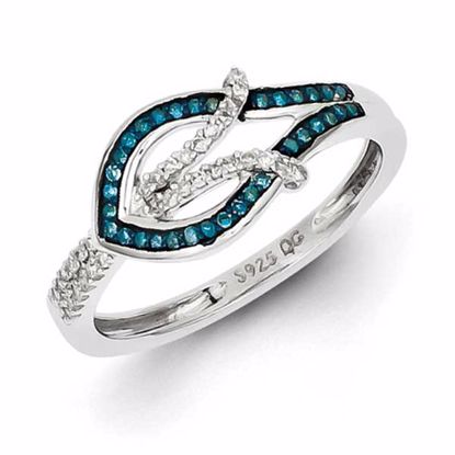 QR5313-7 White Night Sterling Silver Blue and White Diamond Ring