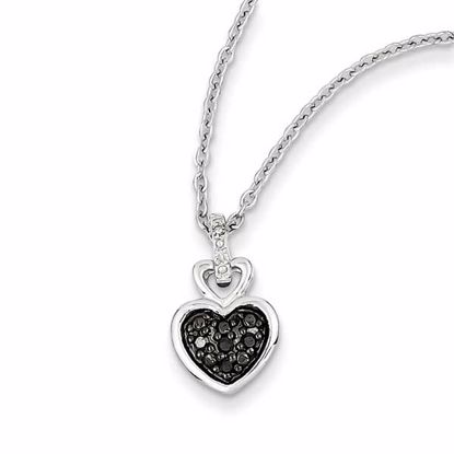 QP3742 White Night Sterling Silver White & Black Diamond Heart Pendant