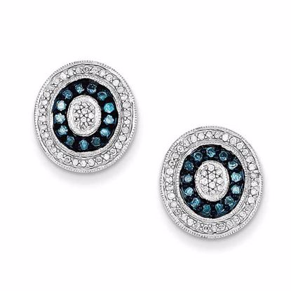 QE10757 White Night Sterling Silver Blue and White Diamond Earrings