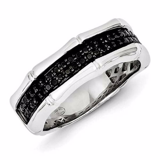 QR5502-11 White Night Sterling Silver Black Diamond Men's Ring