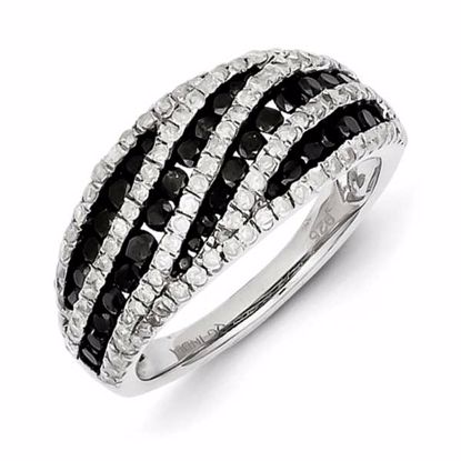 QR3240-8 White Night Sterling Silver Black and White Diamond Ring