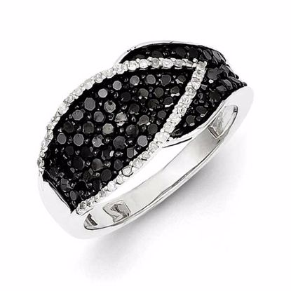 QR2974-8 White Night Sterling Silver Black & White Diamond Ring