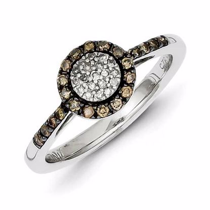 QR5137-8 White Night Sterling Silver Champagne Diamond Circle Ring