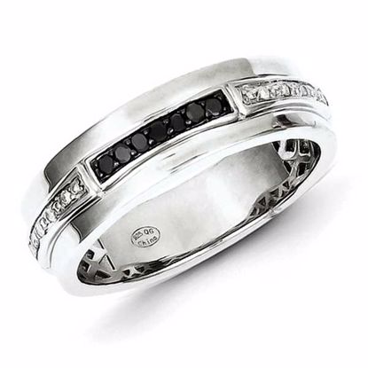 QR5459-9 White Night Sterling Silver White & Black Diamond Men's Ring