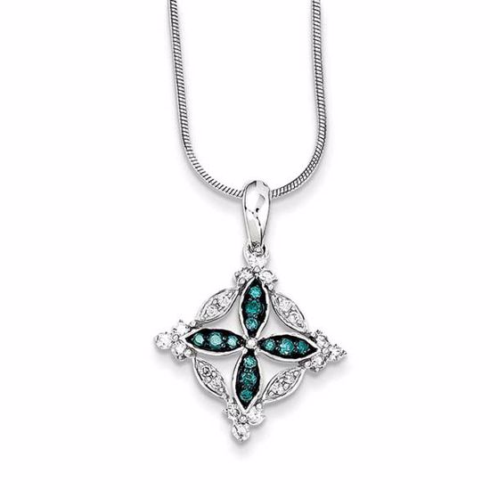 QP3727 White Night Sterling Silver White & Blue Diamond Pendant