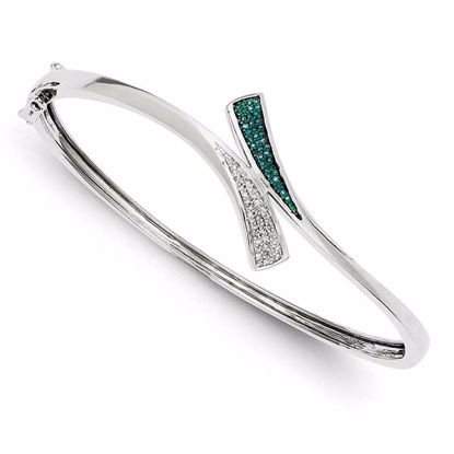 QDX1210 White Night Sterling Silver Blue and White Diamond Bangle