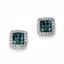 QE10765 Closeouts Sterling Silver White & Blue Diamond Stud Earrings