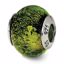 QRS1583 Reflection Beads Sterling Silver Reflections Green/Black Italian Murano Bead