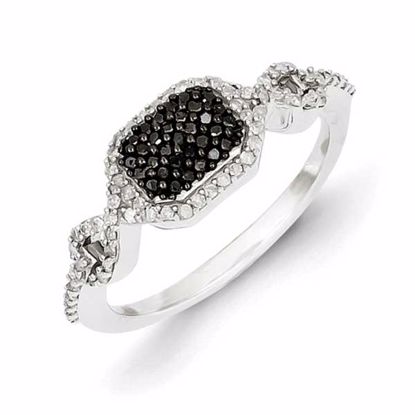 QR5408-8 White Night Sterling Silver Black and White Diamond Ring