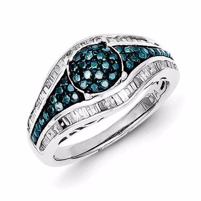 QR5210-6 White Night Sterling Silver Blue Diamond Circle Ring